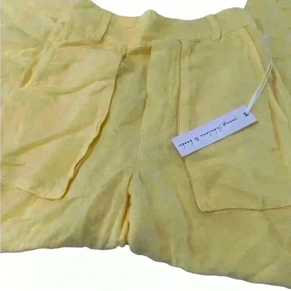 NWT YF&B WIDE LEG CROPPED LINEN PANT WITH FRONT POCKETS SIZE XS